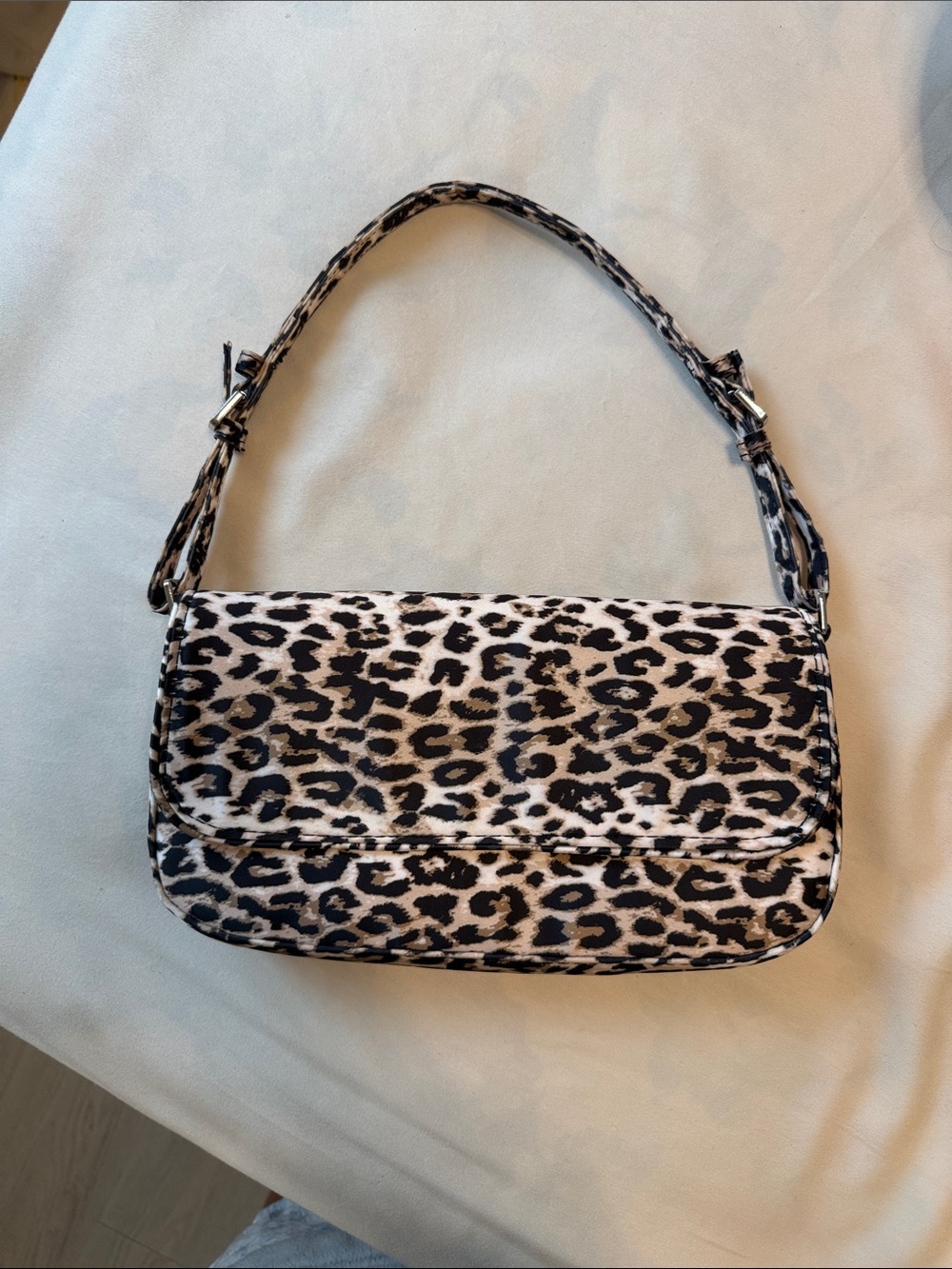 Zara Leopard-Print Shoulder Bag in Black & Cream